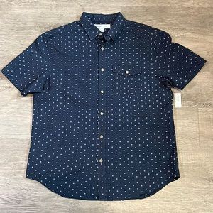 OLD NAVY Mens Short Sleeve Button Shirt, Size L Slim Fit